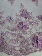 Tul Bordado Con Perlas, Lentejuelas, Mariposas y Flores 3D - HH275 — Palacio Glamour