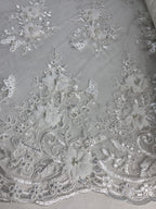 Tul Bordado Con Perlas, Lentejuelas, Mariposas y Flores 3D - HH275 — Palacio Glamour