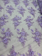 Tul Bordado Con Perlas, Lentejuelas, Mariposas y Flores 3D - HH275 — Palacio Glamour