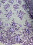 Tul Bordado Con Perlas, Lentejuelas, Mariposas y Flores 3D - HH275 — Palacio Glamour