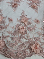 Tul Bordado Con Perlas, Lentejuelas, Mariposas y Flores 3D - HH275 — Palacio Glamour