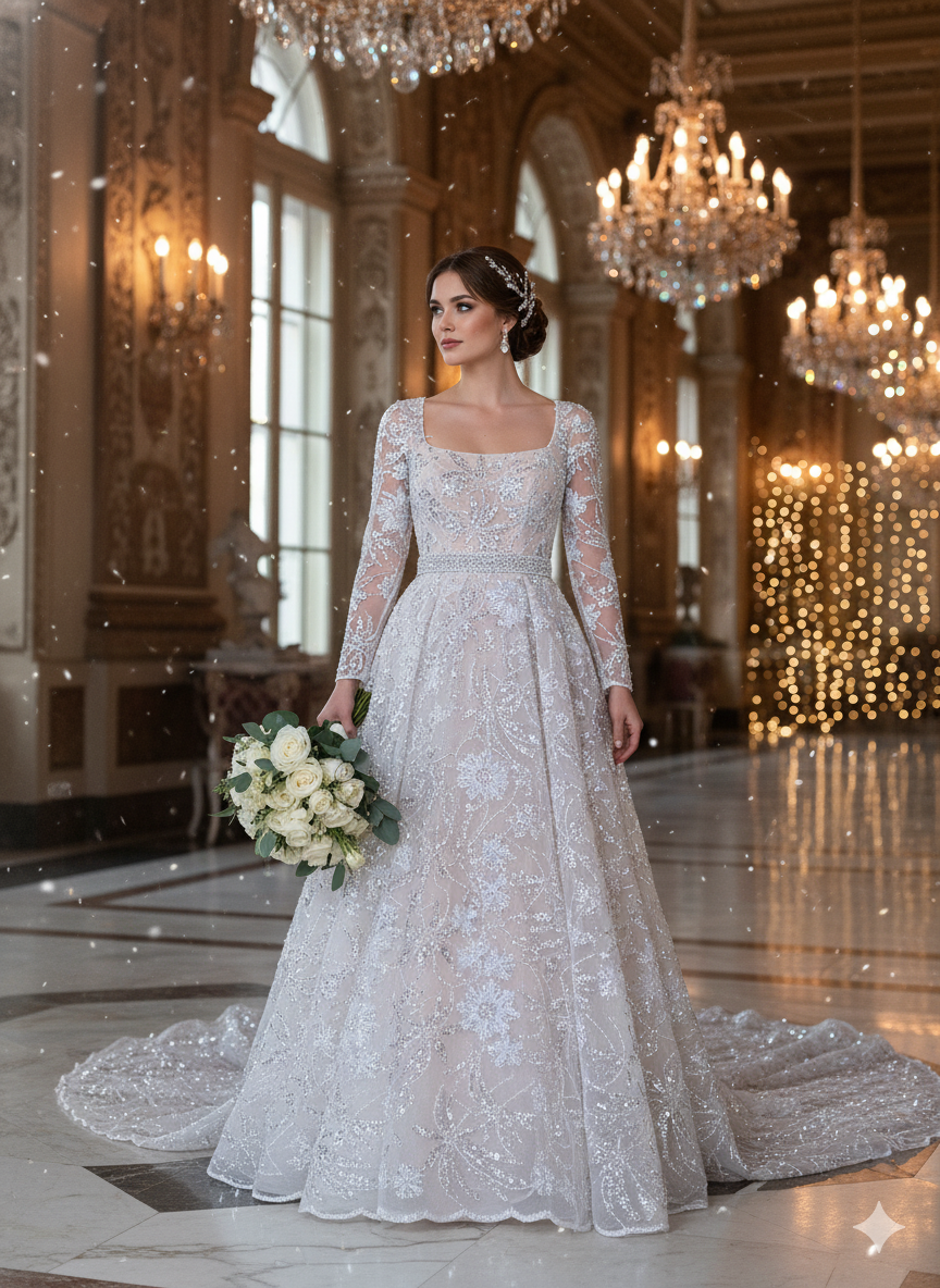 Tul bordado color blanco H101 — Palacio Glamour