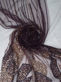 Tul Bordado Con Lentejuela Y Chaquira Color Morado-HH170 — Palacio Glamour