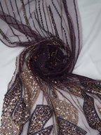 Tul Bordado Con Lentejuela Y Chaquira Color Morado-HH170 — Palacio Glamour