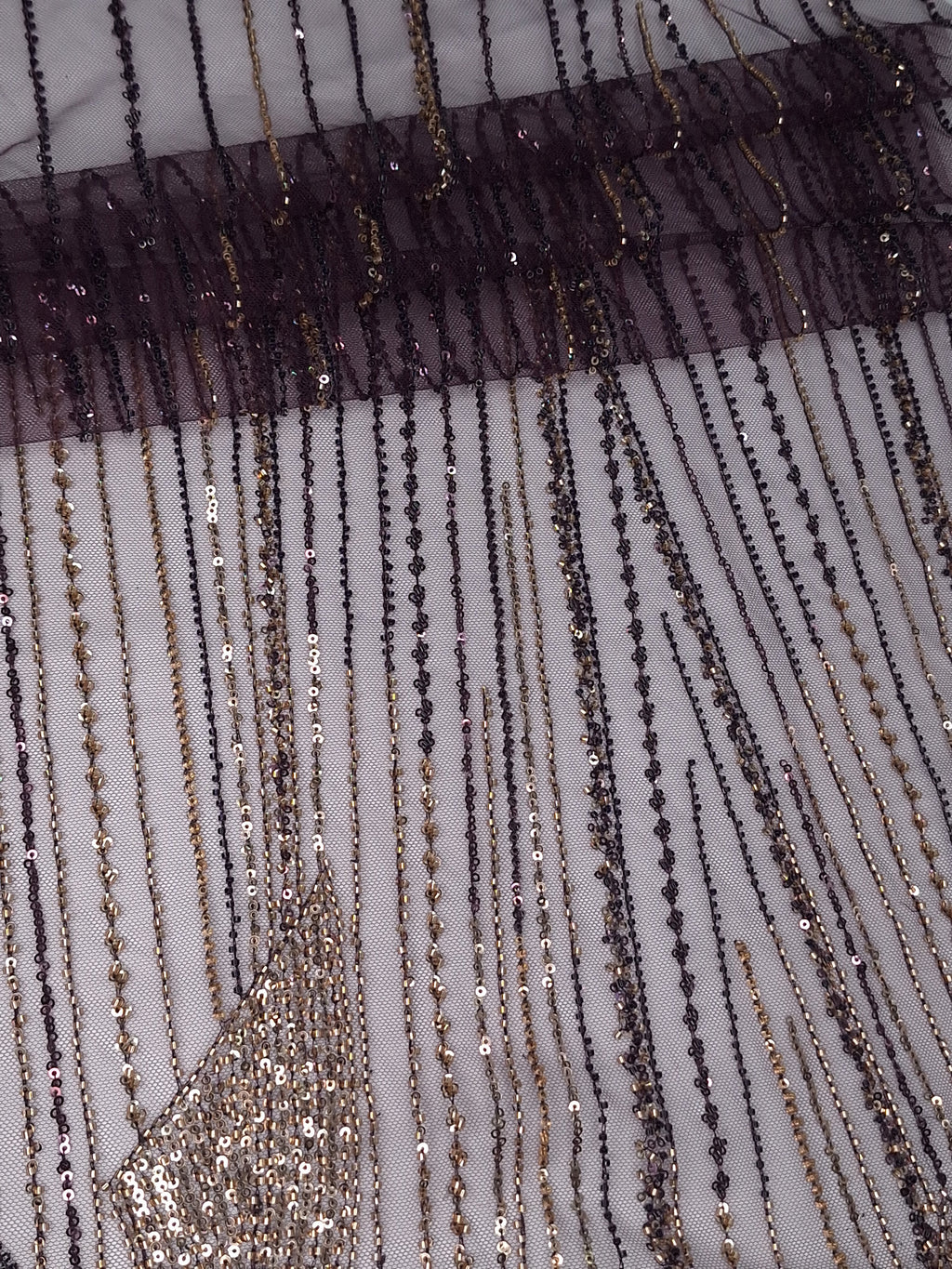 Tul Bordado Con Lentejuela Y Chaquira Color Morado-HH170 — Palacio Glamour
