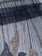Tul Bordado Con Lentejuela Y Chaquira Color Marino- H170 — Palacio Glamour