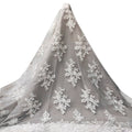 Tul Bordado Floral Con Perlas Y Lentejuela Color Blanco- HH016 — Palacio Glamour