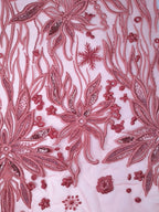Tul bordado color coral A588 — Palacio Glamour