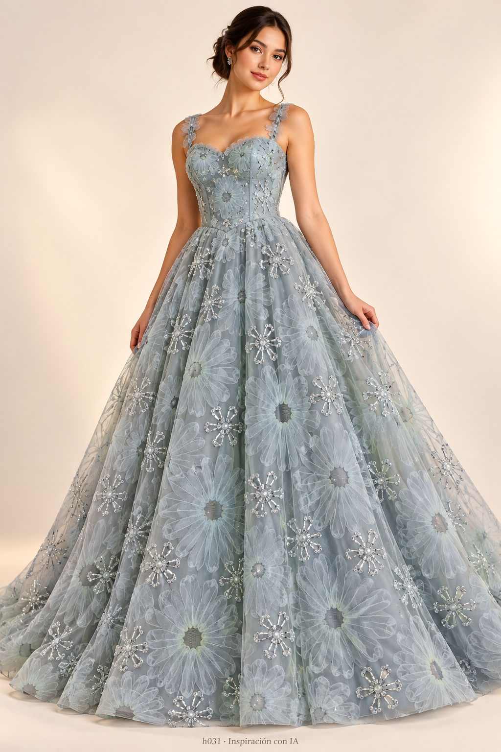 Tul bordado color verde h031 — Palacio Glamour