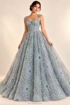 Tul bordado color verde h031 — Palacio Glamour