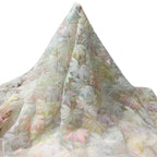 Tul Bordado Floral Con Perlas, Chaquira Y Canutillo Color Verde Oro- HH028 — Palacio Glamour