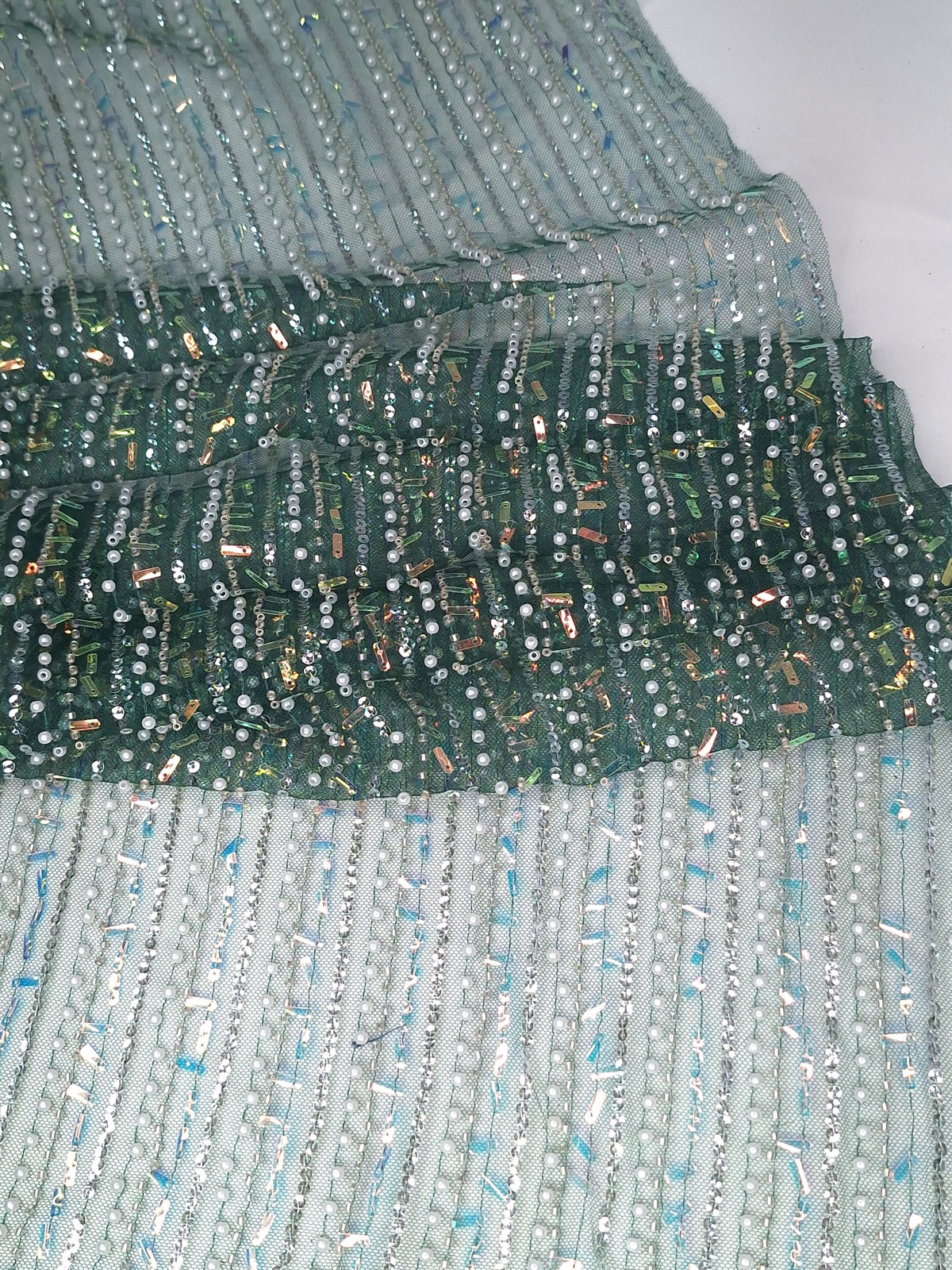 Tul bordado color botella H122 — Palacio Glamour