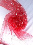 Tul bordado color rojo A985 — Palacio Glamour