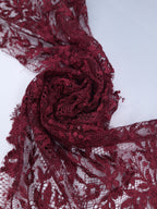 Tul bordado color vino A795 — Palacio Glamour