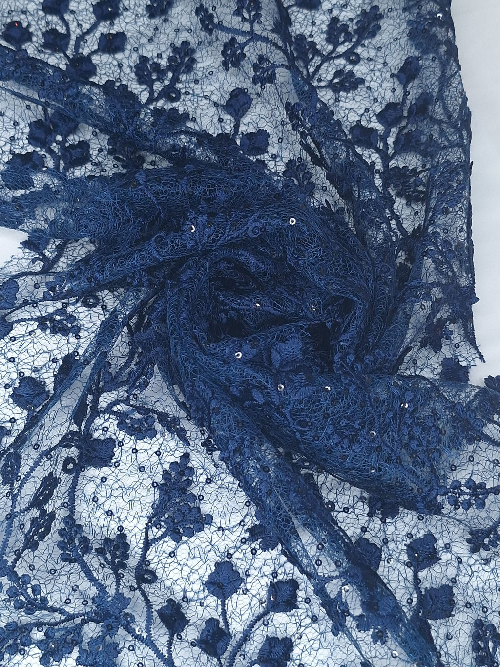Tul bordado color marino H201 — Palacio Glamour