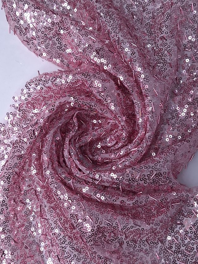 Tul bordado color rosa H093 — Palacio Glamour