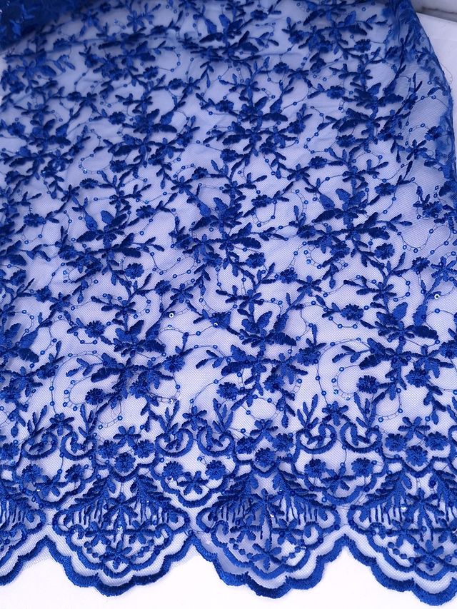 Tul bordado color azul rey H081 — Palacio Glamour