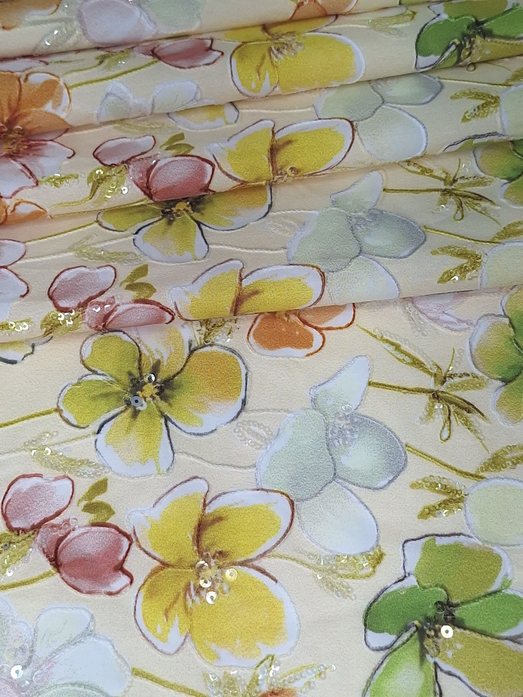 Tul bordado color amarillo H225 — Palacio Glamour