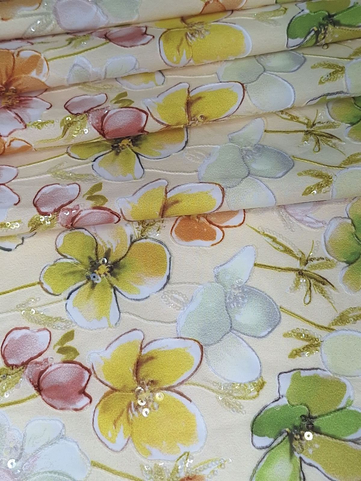 Tul bordado color amarillo H225 — Palacio Glamour