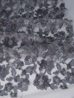Tul bordado color gris A615 — Palacio Glamour