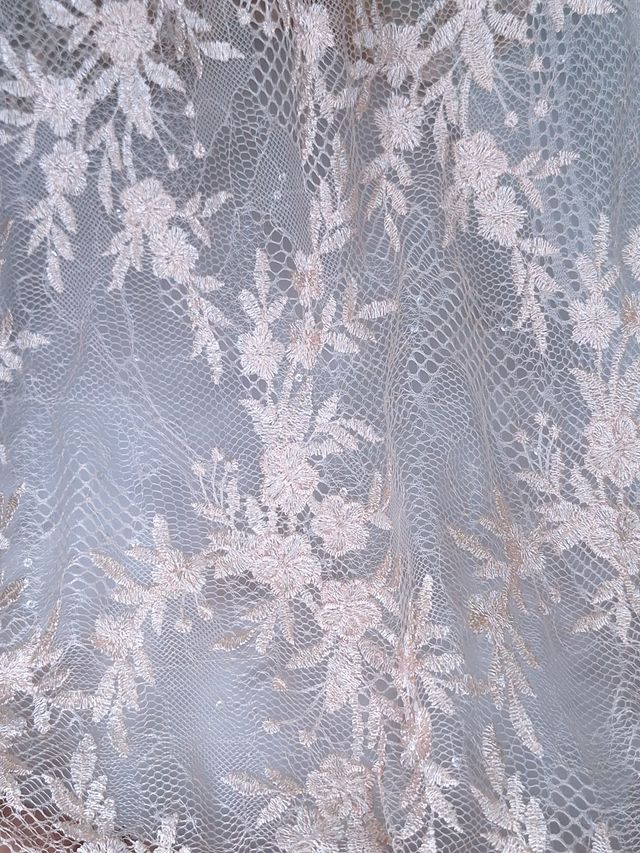 Tul bordado color nude A868 — Palacio Glamour