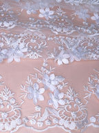 Tul bordado color blanco H139 — Palacio Glamour