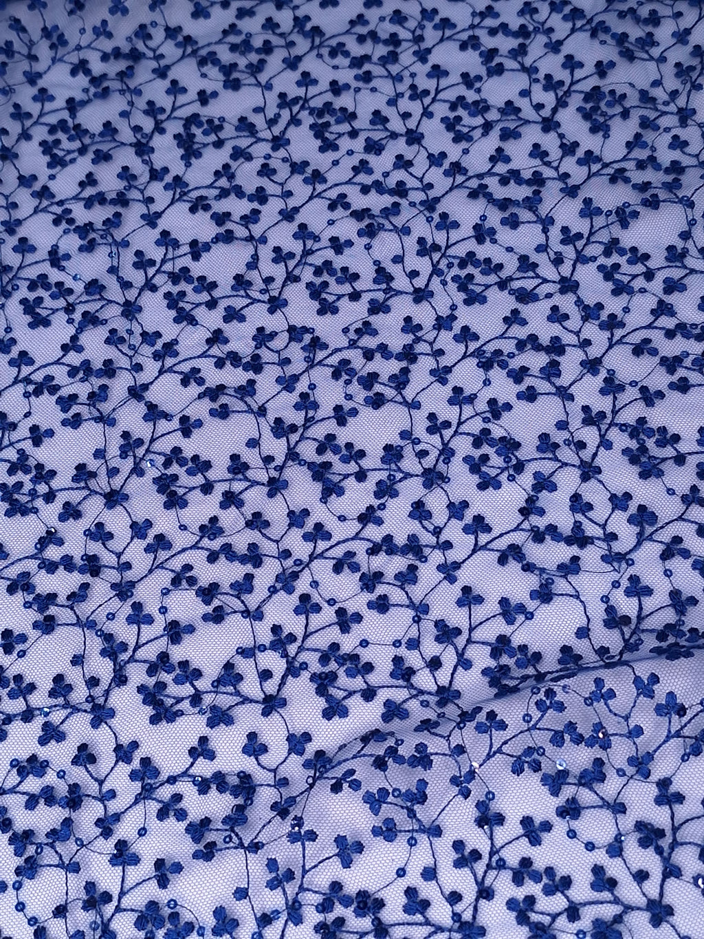 Tul bordado color azul marino H082 — Palacio Glamour