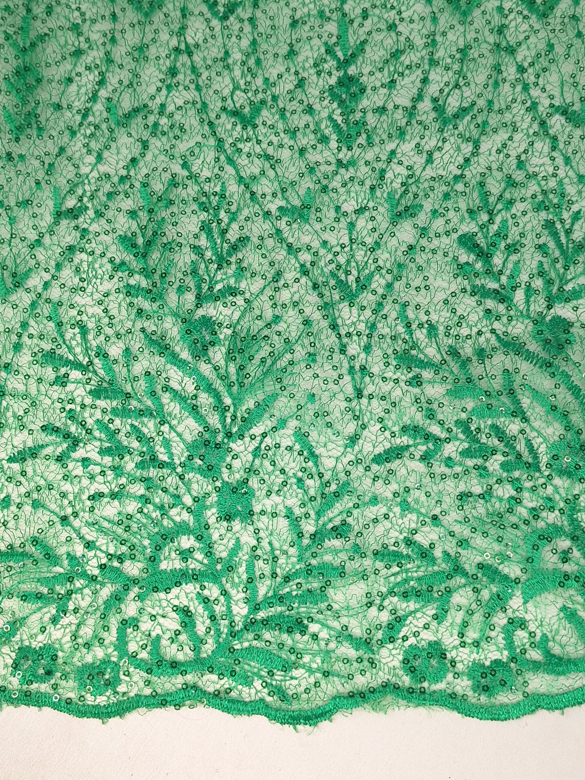 Tul bordado color esmeralda A845 — Palacio Glamour