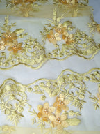 Tul bordado color amarillo H139 — Palacio Glamour