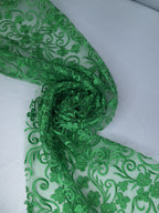 Tul bordado color esmeralda A795 — Palacio Glamour