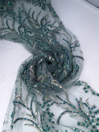 Tul bordado color esmeralda GR15 — Palacio Glamour