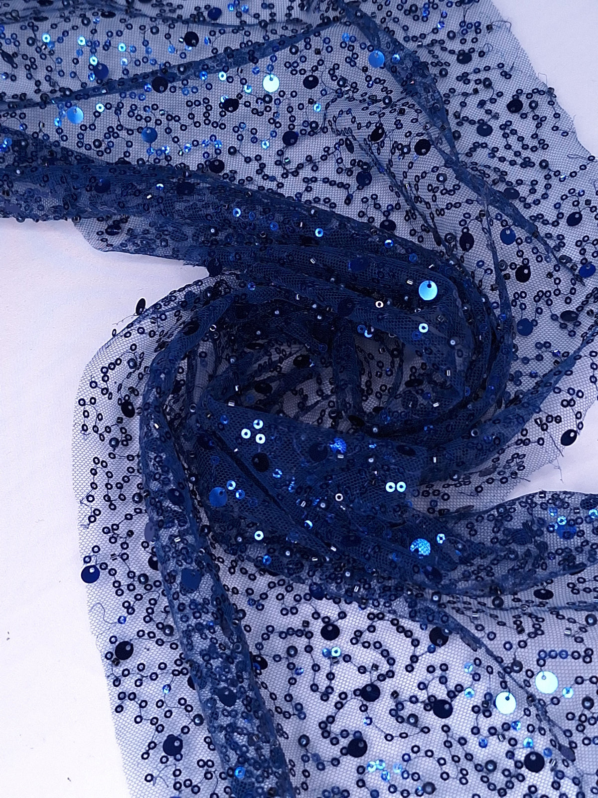 Tul bordado color azul marino H071 — Palacio Glamour