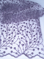 Tul bordado Floral y Lentejuela Color Malva H080 — Palacio Glamour
