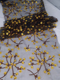 Tul bordado Con Flores 3d Y Ramajes Color Amarillo A621 — Palacio Glamour