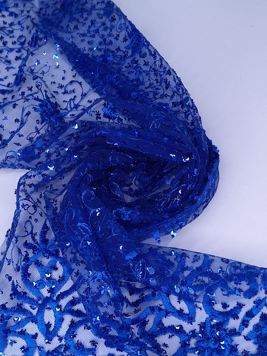 Tul bordado color azul rey H099 — Palacio Glamour