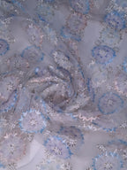 Tul bordado color azul H029 — Palacio Glamour
