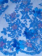 Tul bordado color turquesa H166 — Palacio Glamour