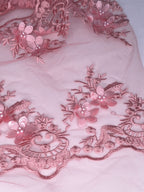 Tul bordado color rosa blush H139, para vestidos de noche de boda y de XV años — Palacio Glamour