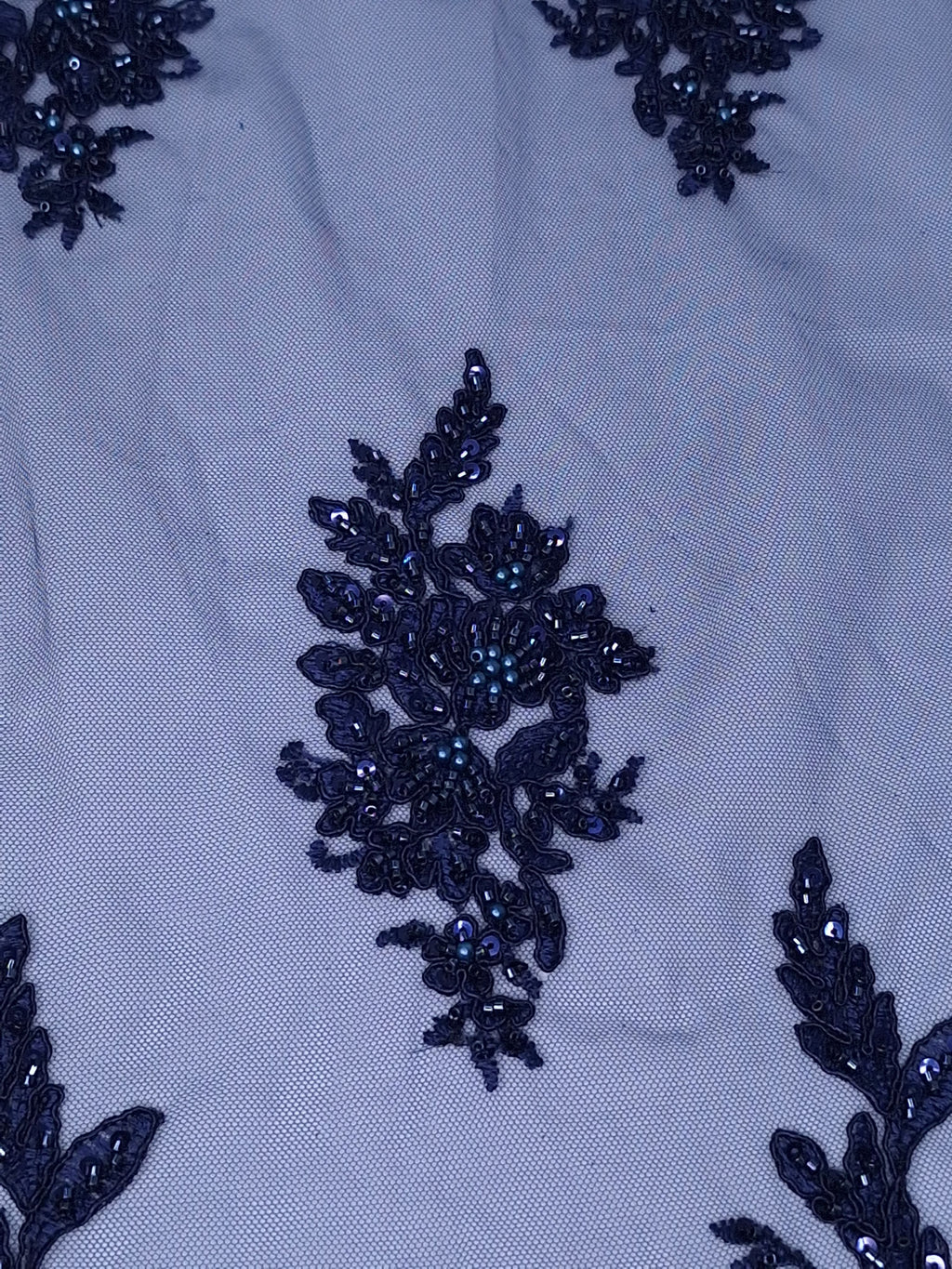 Tul bordado color Azul marino A982 — Palacio Glamour