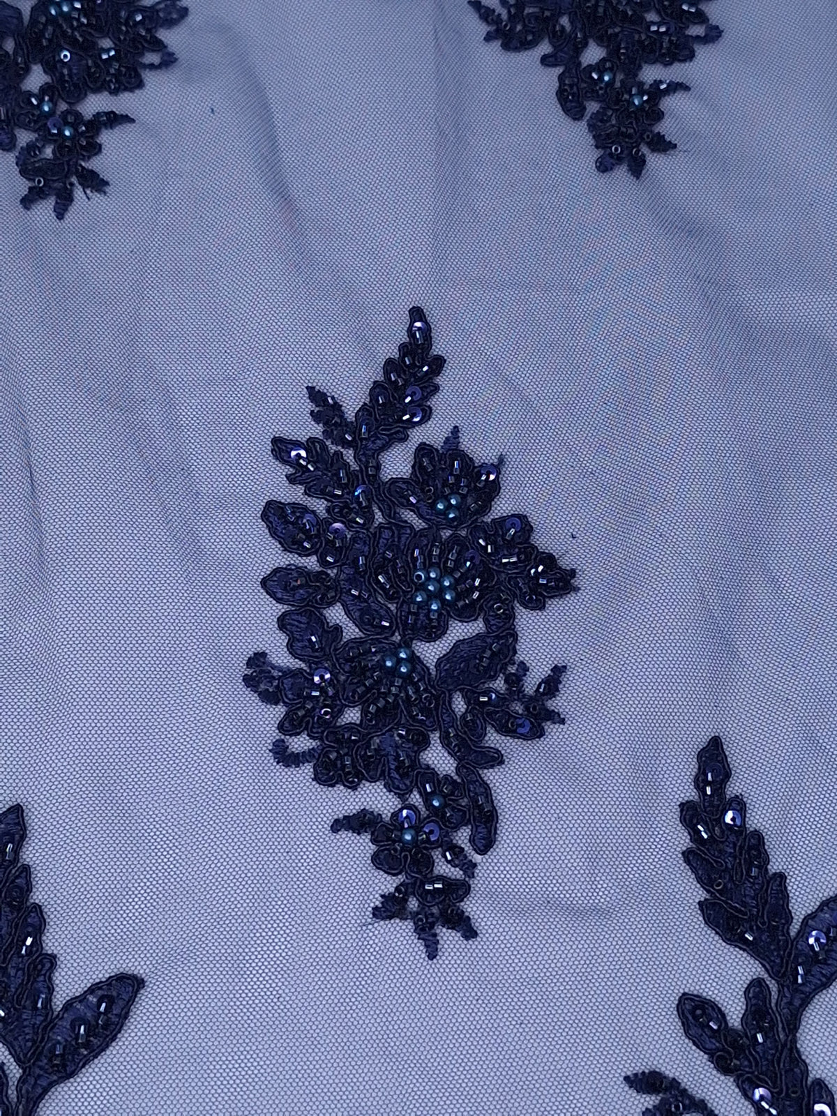 Tul bordado color Azul marino A982 — Palacio Glamour