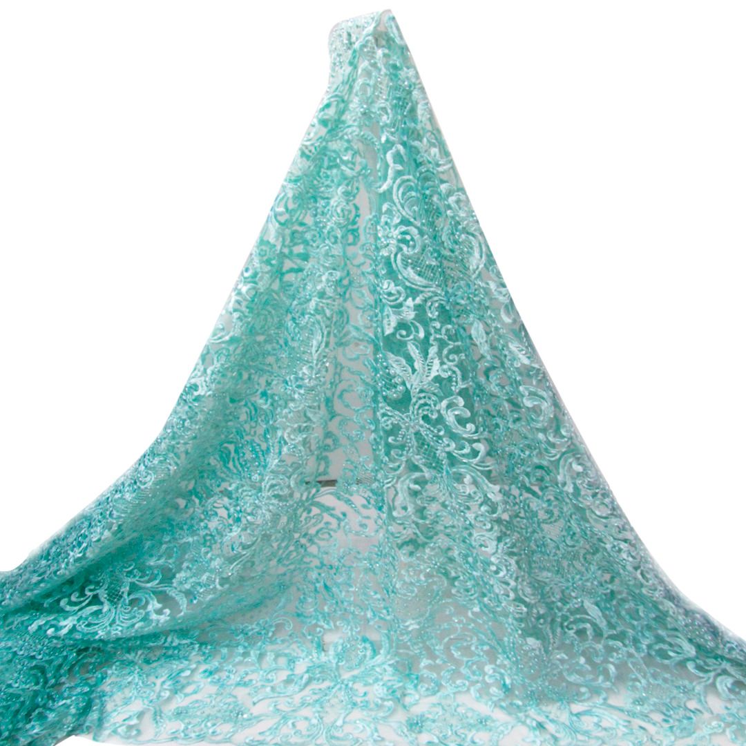 Tul bordado color menta A778 — Palacio Glamour