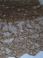 Tul bordado color bronce A868 — Palacio Glamour