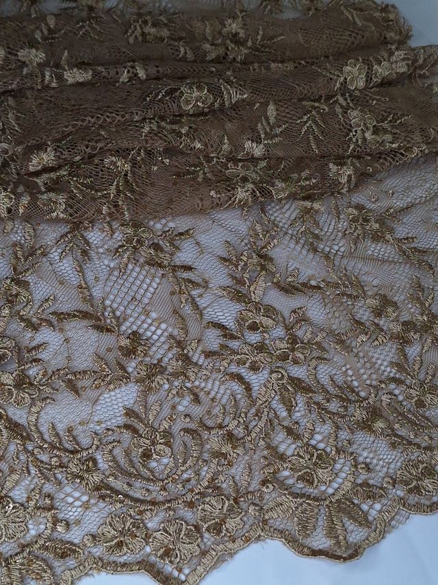 Tul bordado color bronce A868 — Palacio Glamour