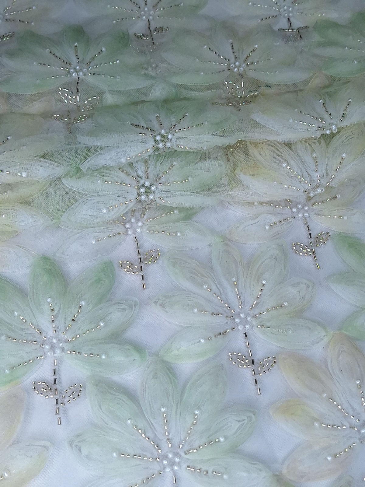 Tul bordado color verde H028 — Palacio Glamour