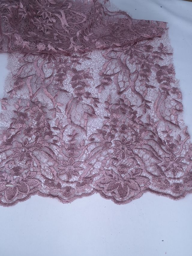 Tul bordado color palo de rosa H038 — Palacio Glamour