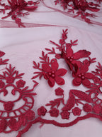 Tul bordado color vino H139 — Palacio Glamour