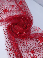 Tul bordado color rojo H099 — Palacio Glamour