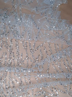 Tul bordado color hueso A957 — Palacio Glamour