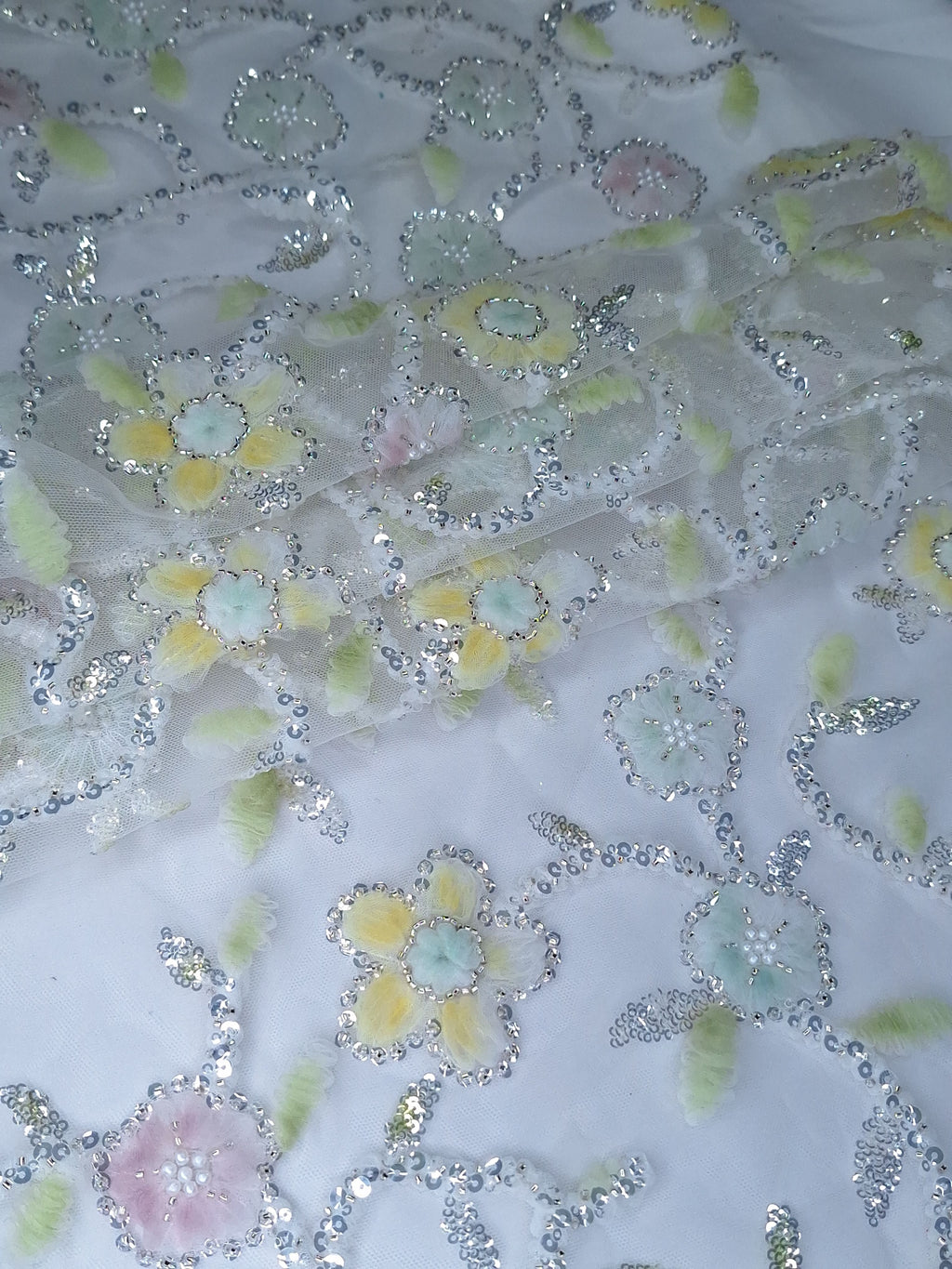Tul bordado color verde H032 — Palacio Glamour