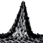 Tul bordado color negro A727 — Palacio Glamour